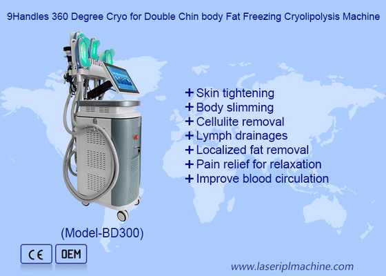 9Handles 360 Grad Cryo für doppelte Kinn Körper Fett Gefriercryolipolyse Maschine