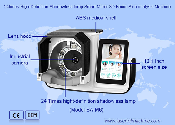 24 mal hochauflösende Schattenlose Lampe Smart Mirror 3D Gesichtshaut Analyse Maschine