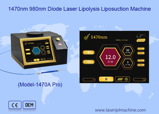 Chirurgie Laser für die Celluliteentfernung 1470nm 980nm Faseroptische Dioden Laser Fettabsaugmaschine