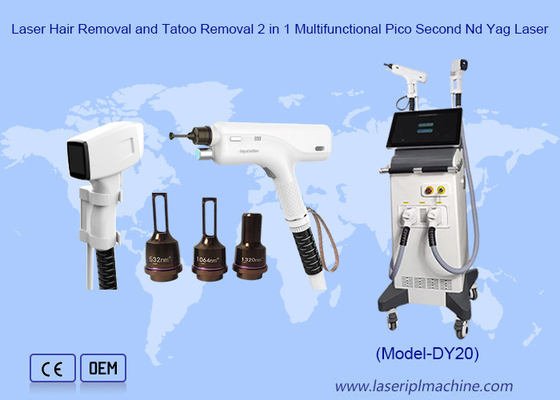 2in1 Nd Yag Pico Laser Tattoo Removal Permanent 755 1064 808nm Eisdioden Laser Haare entfernen Maschine