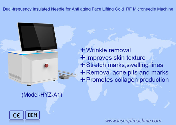Doppelfrequenz Isolierte Nadel für Anti-Aging Gesichtslifting Gold RF Mikroneedle Machine
