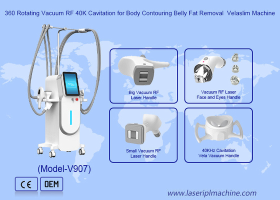 360-Rotationsvakuum RF 40K Kavitation für Körperkontur Bauchfettentfernung Velaslim Maschine