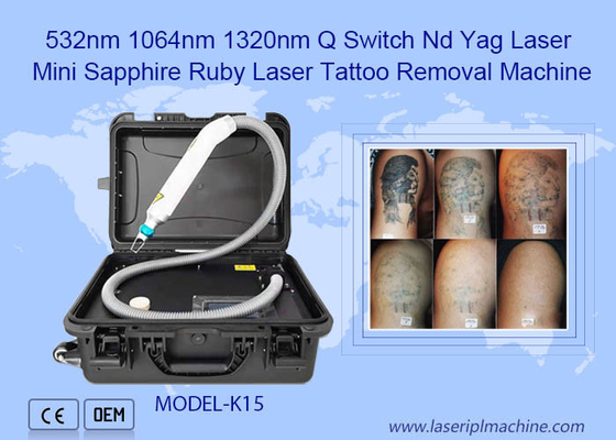 532nm 1064nm 1320nm Q Switch Nd Yag Mini Saphir Ruby Laser Tattoo Entfernung Maschine