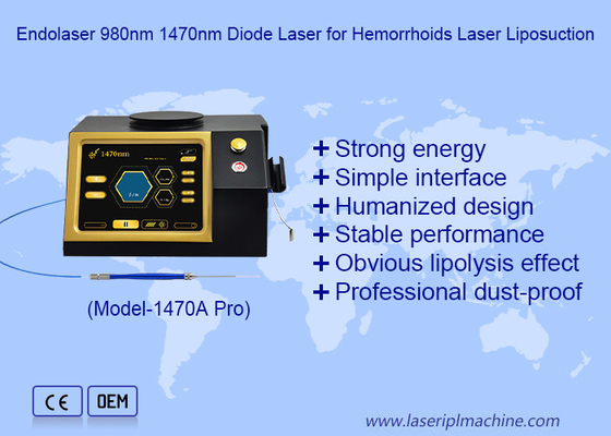 Chirurgie Laser für die Celluliteentfernung 1470nm 980nm Faseroptische Dioden Laser Fettabsaugmaschine