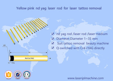Medizinischer Laser-Tätowierungs-Abbau-Maschinen-Rod-Gelb-Rosa-Kristall 5*85mm Nd-Yag